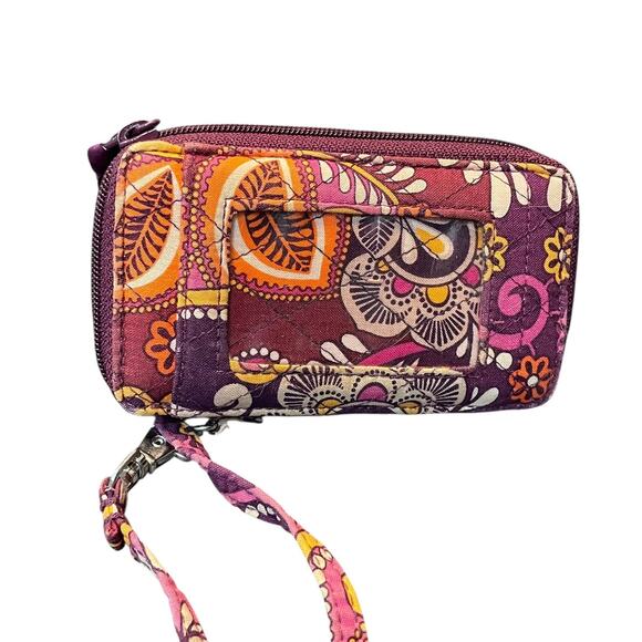 Vera Bradley Wristlet Zip ID Coin Pockets Quilted Safari Sunset Purple Purse - Picture 2 of 12